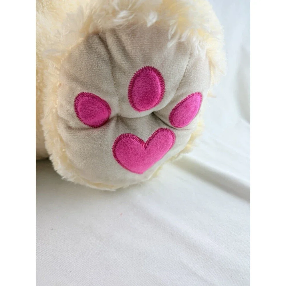 HugFun Teddy Bear Plush 21” Cream White Pink Heart Paws Soft Stuffed Animal